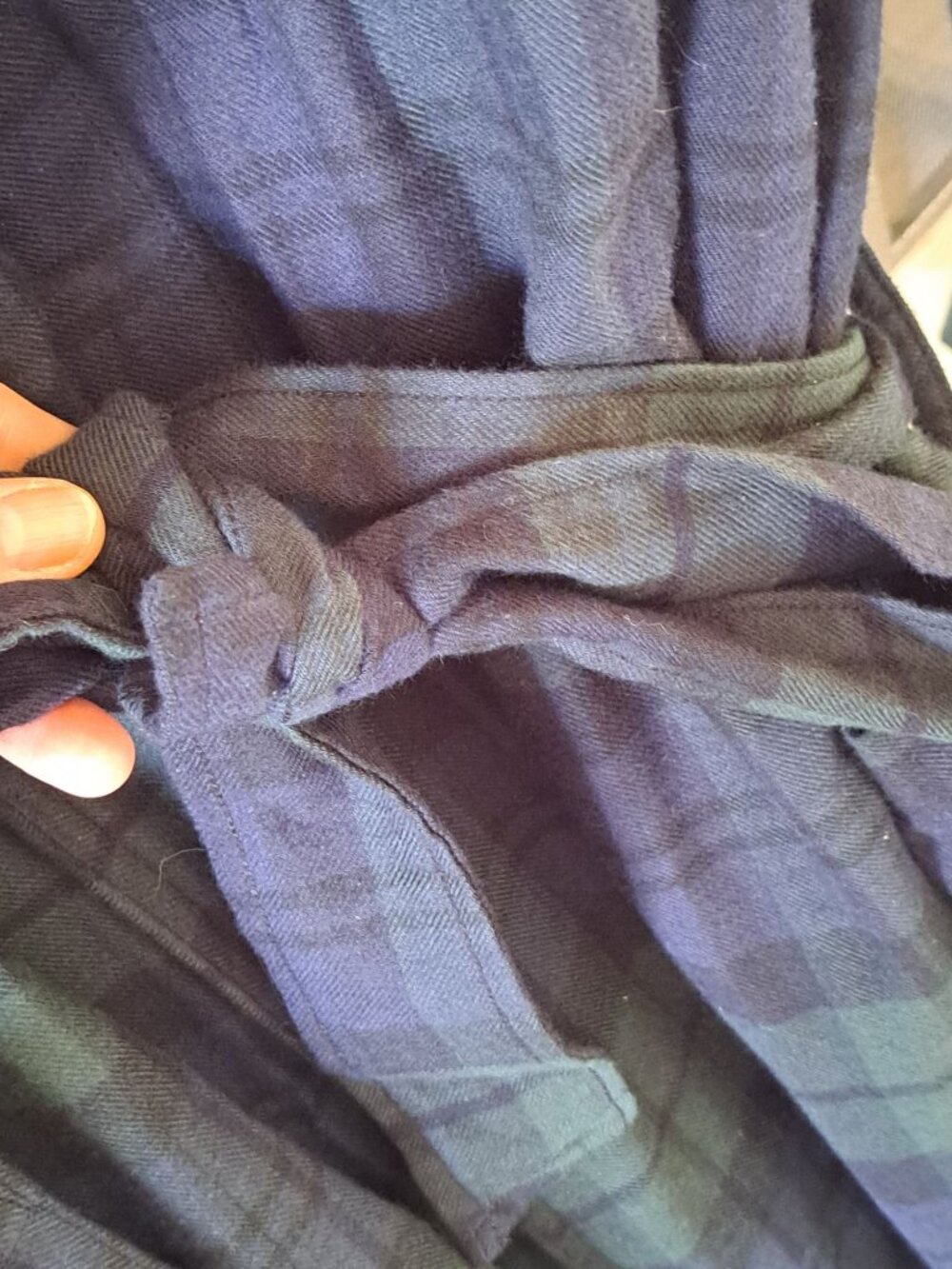 Polo Ralph Lauren Plaid Cotton Robe L/XL Green Navy Belted Long Sleeves Men's - Picture 6 of 9